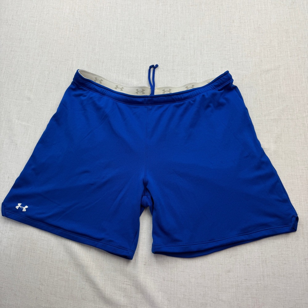 Under Armour Athletic Shorts Mens XL Blue HeatGear Mesh Loose Fit Gym Training